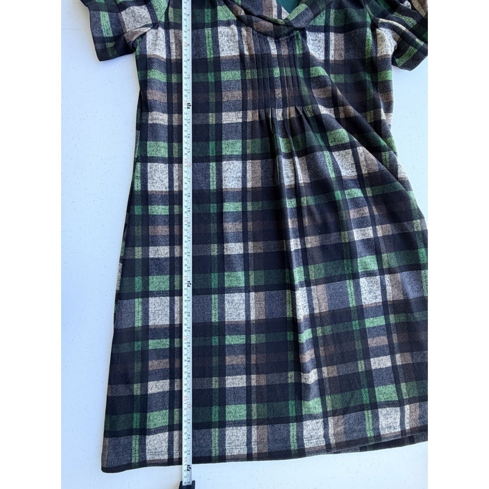 Women's Tartan Plaid Cowl‎ Neck Puff Sleeve Midi Dress Size M Academia Teacher - Picture 9 of 11